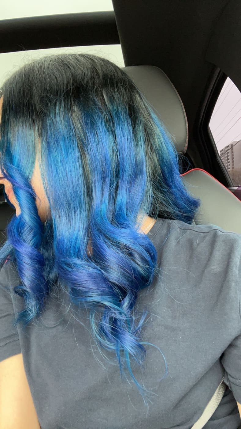 Blue-toned hair colour result