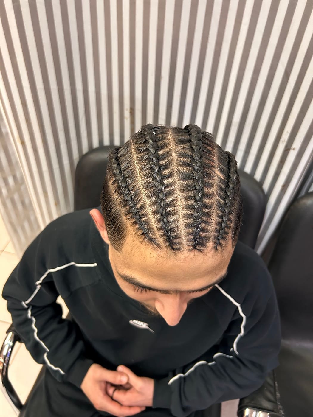 Cornrow braids, top view