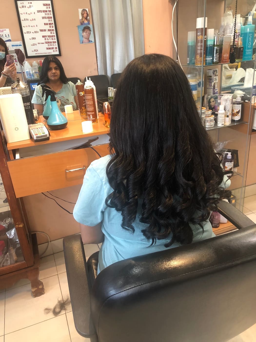 Curled hair styling result